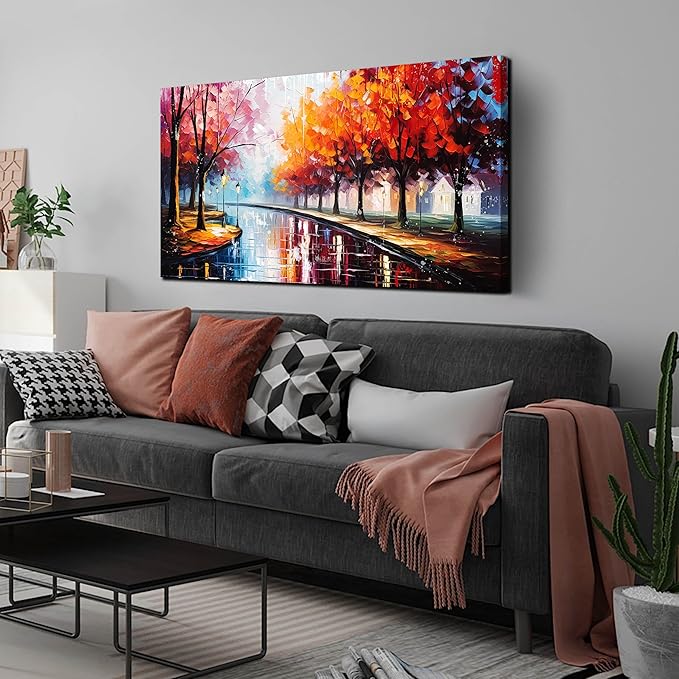 Large Wall Art for Living Room Bedroom Office Gold Forest Artwork Sunrise Landscape