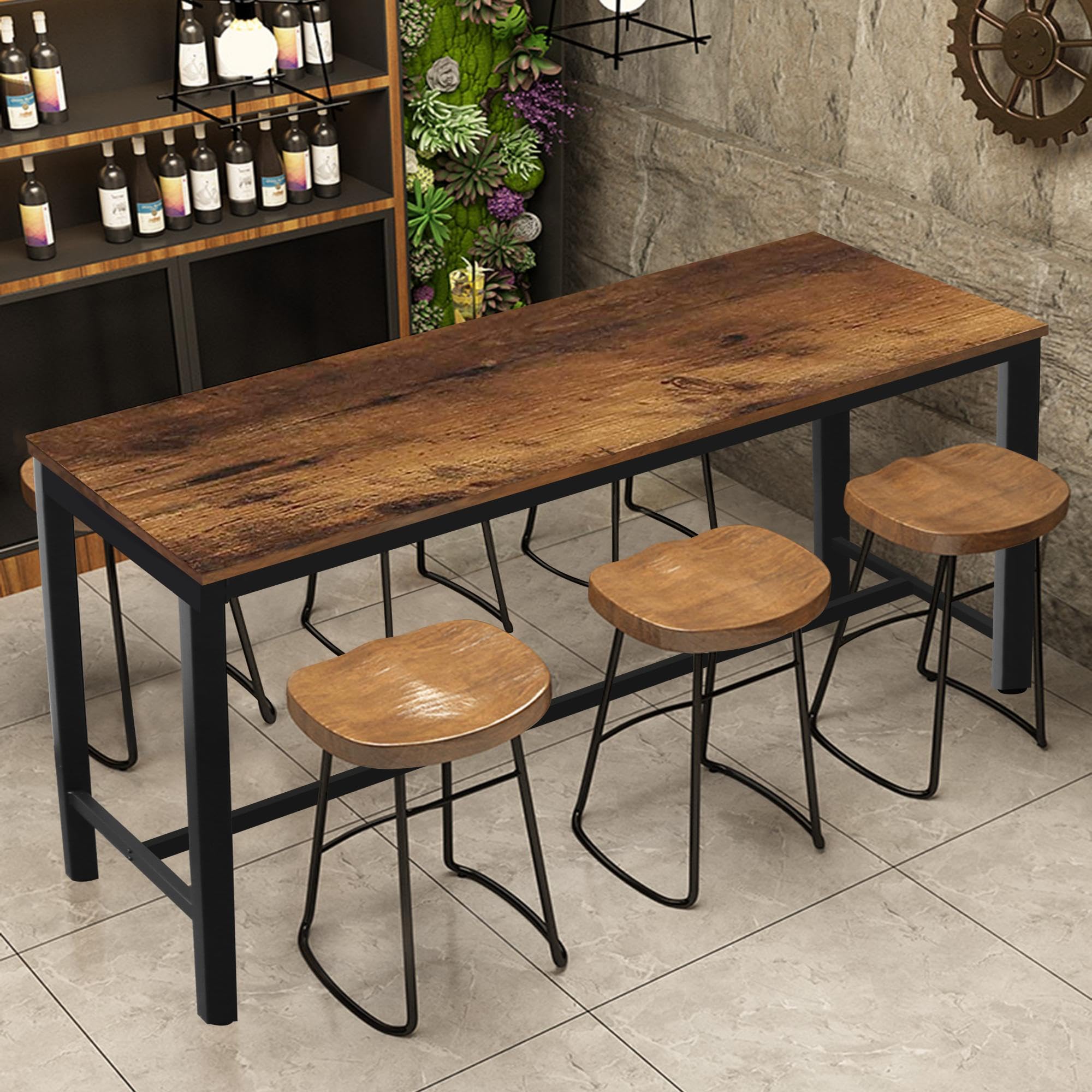 47" Bar Table, Industrial Style High Dining Table for 4
