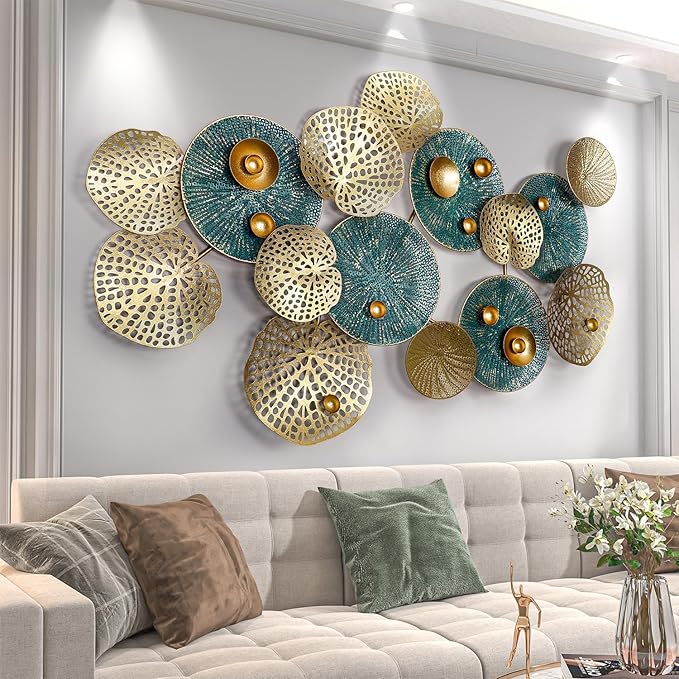 Metal Wall Art for Living Room,Large Metal Wall Decor,Modern Luxury Wall Sculpture