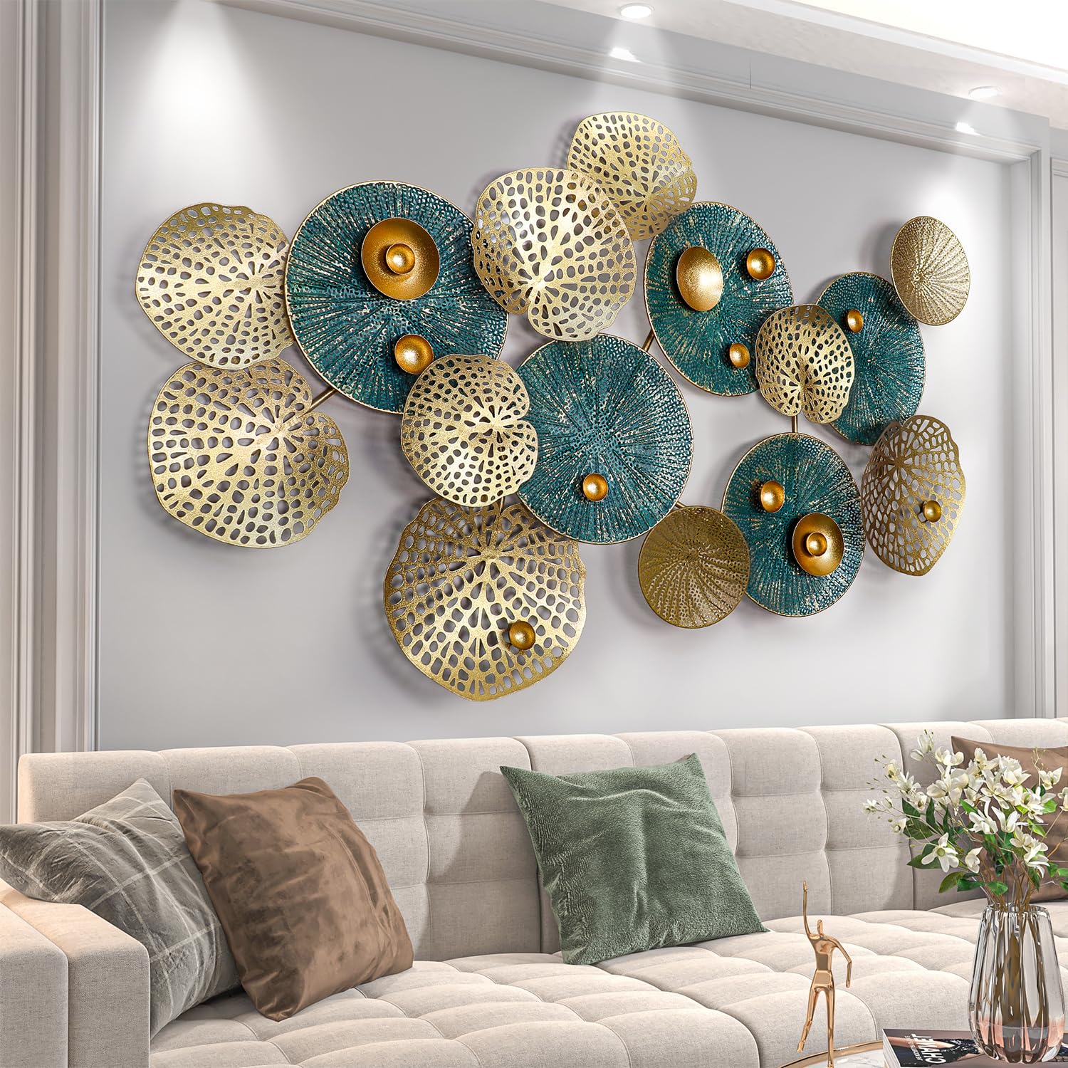 Metal Wall Art for Living Room,Large Metal Wall Decor,Modern Luxury Wall Sculpture
