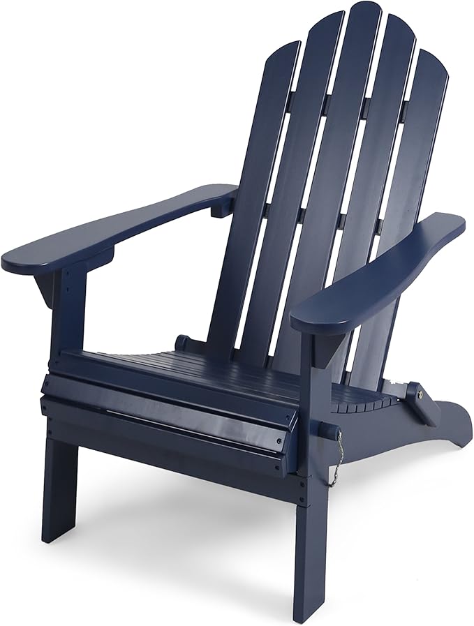 Cara Outdoor Foldable Acacia Wood Adirondack Chair, Dark Gray Finish