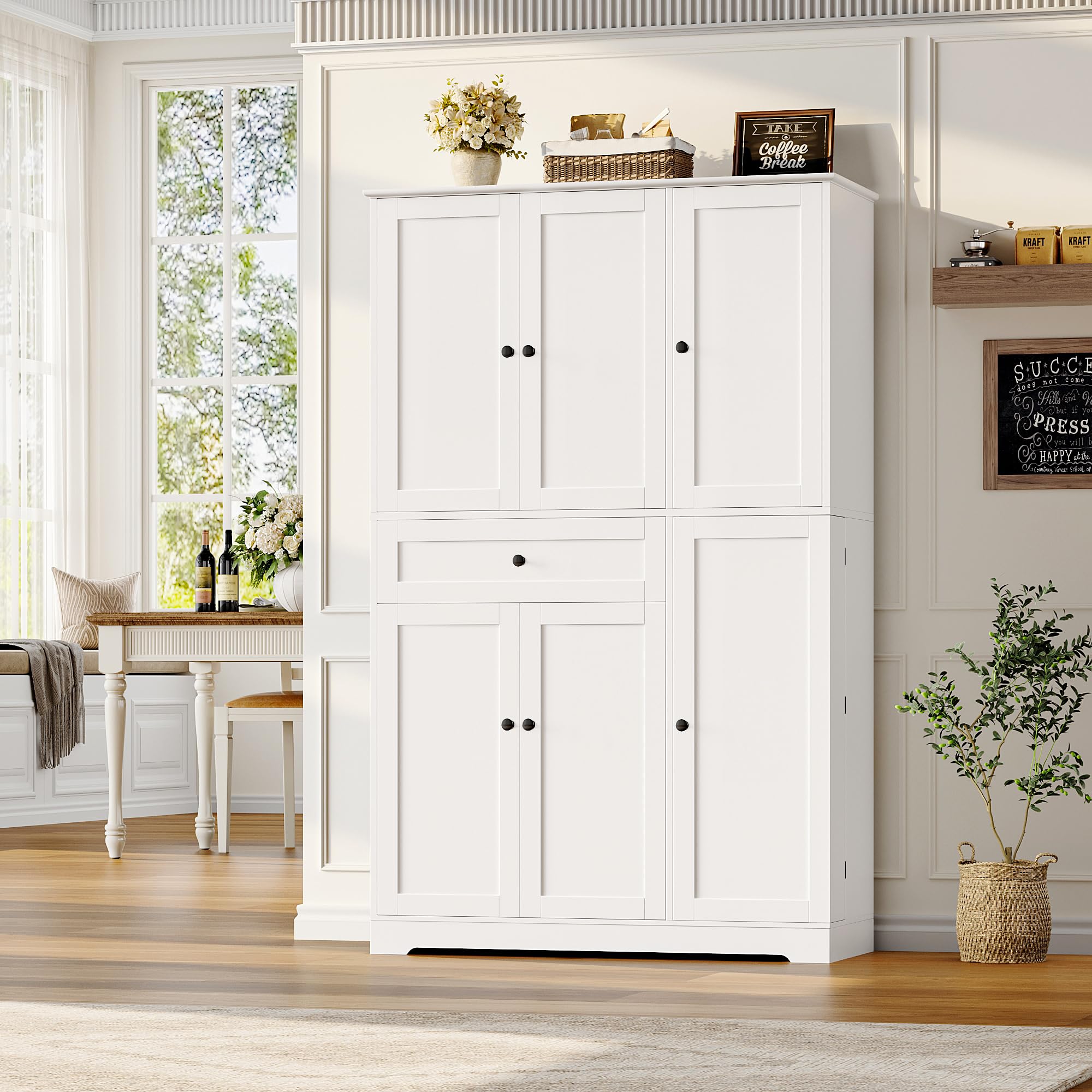 68" Tall Kitchen Pantry Storage Cabinet, Modern Kitchen Hutch Cabinet