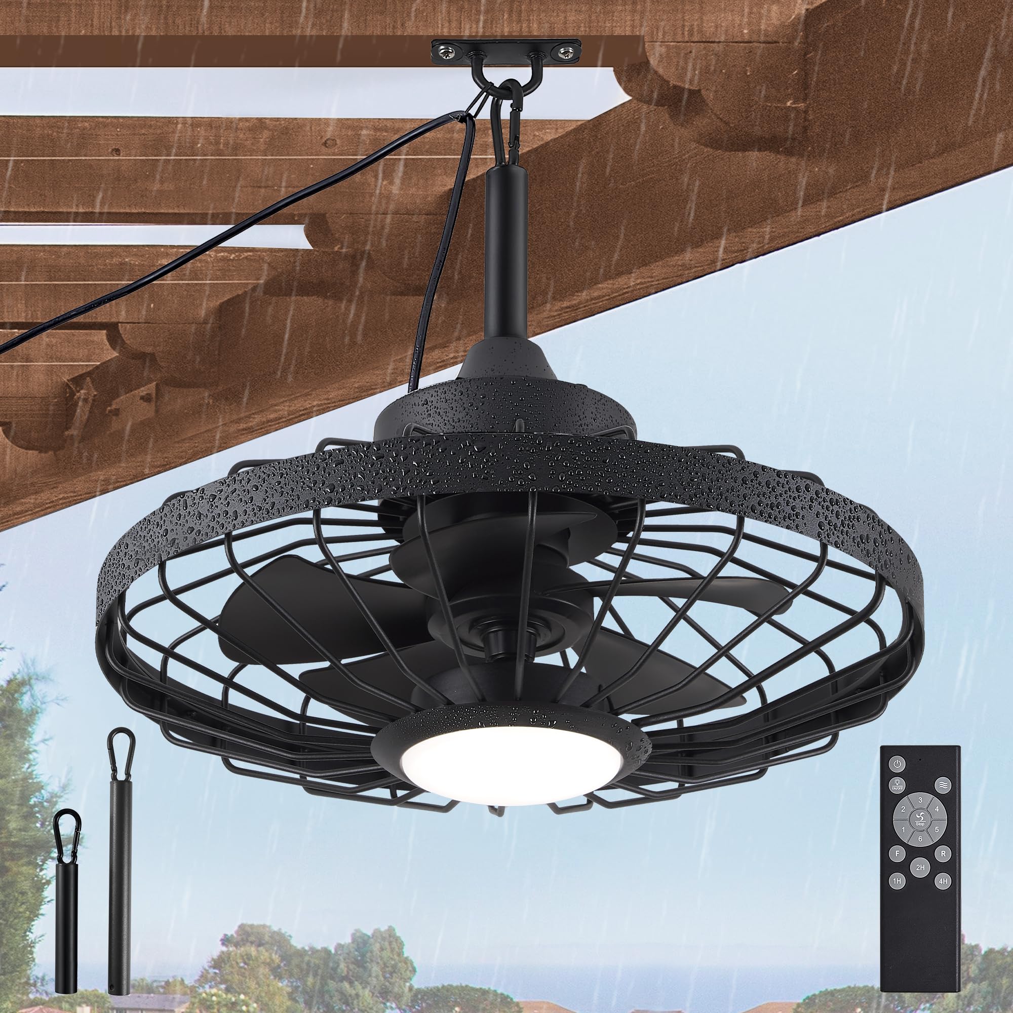 20" Outdoor Ceiling Fans with Lights and Remote Control