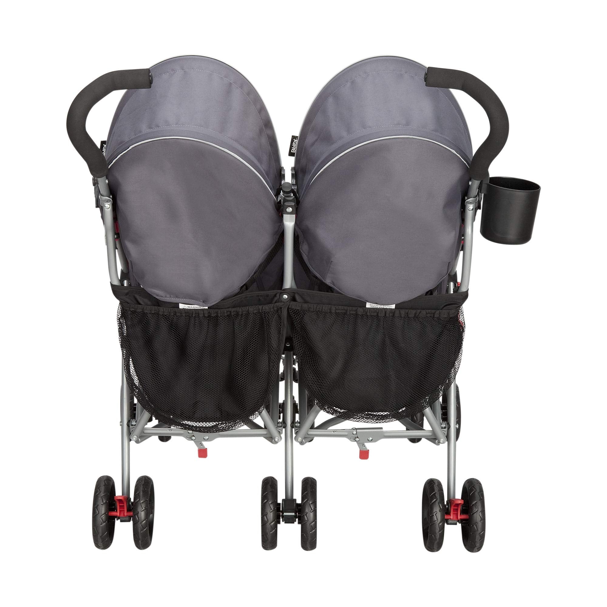 Side by Side Stroller - with Recline, Storage & Compact Fold, Grey