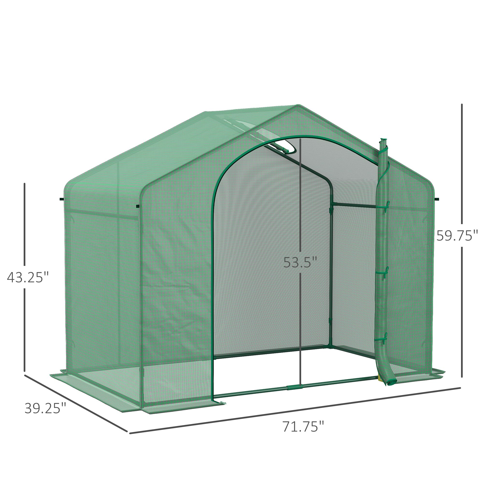 6' x 3' x 5' Portable Walk-in Greenhouse, PE Cover, Steel Frame Garden Hot House