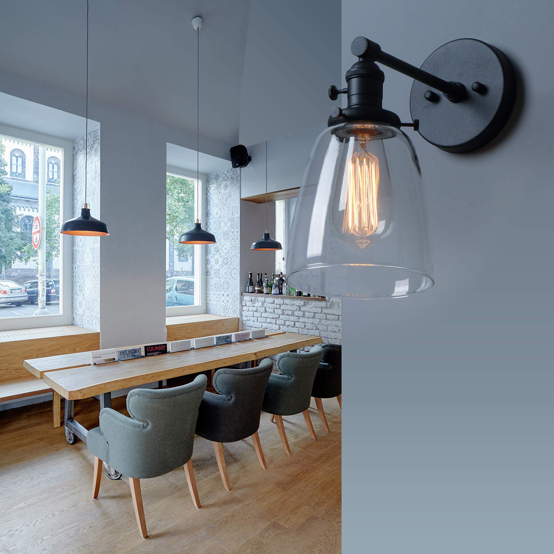 Industrial Wall Sconce Light 1-Light Black Sconce