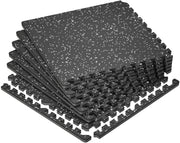0.79'' Extra-Thick Exercise Equipment Mats, 6 Pcs 24 Sq Ft Rubber Top Floor Tiles