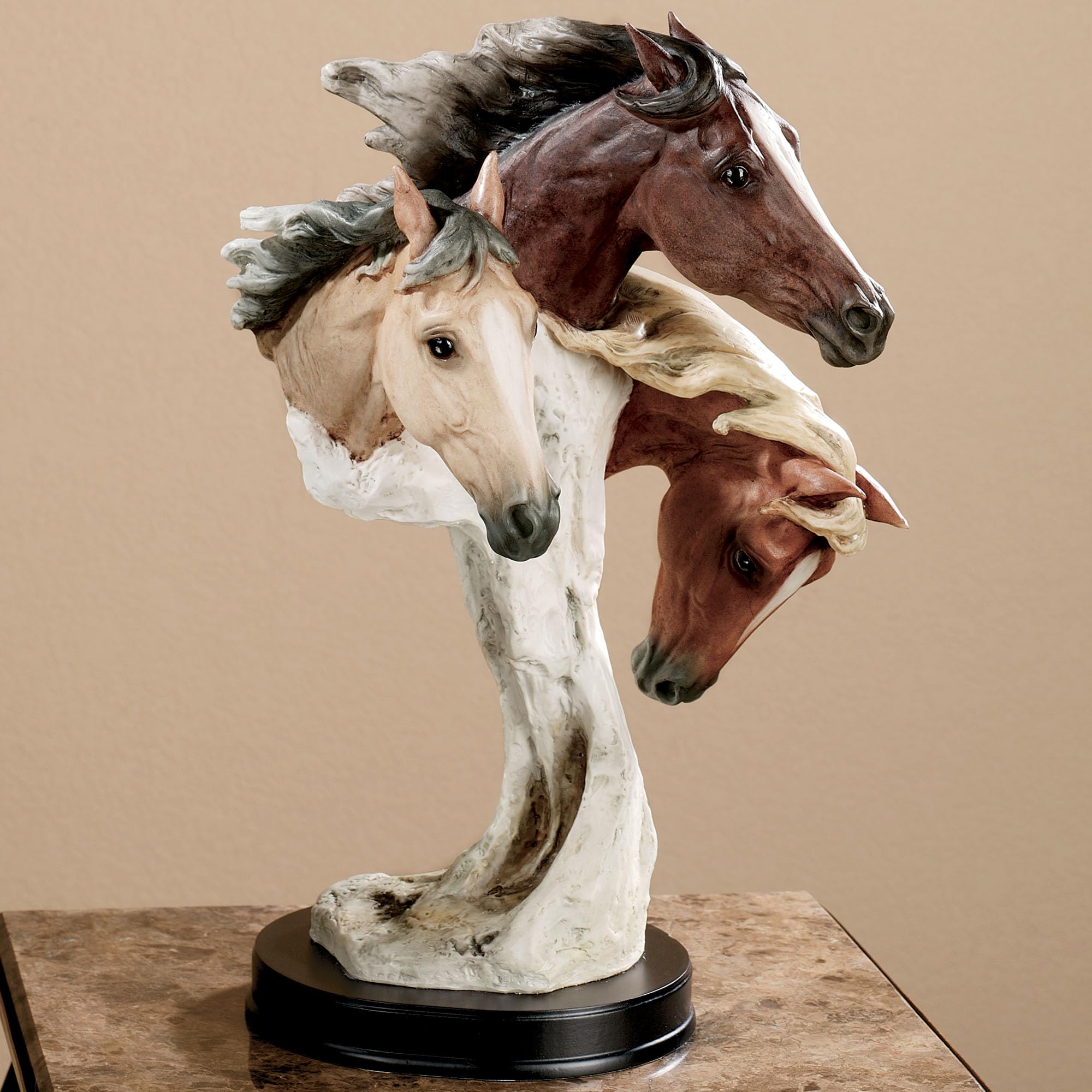 Wild at Heart Horse Sculpture - Resin - Brown, Black
