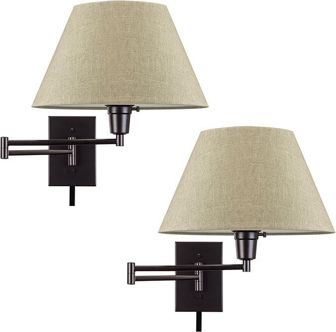 Cambridge 15" Swing Arm Wall Lamp - Plug in/Wall Mount + White