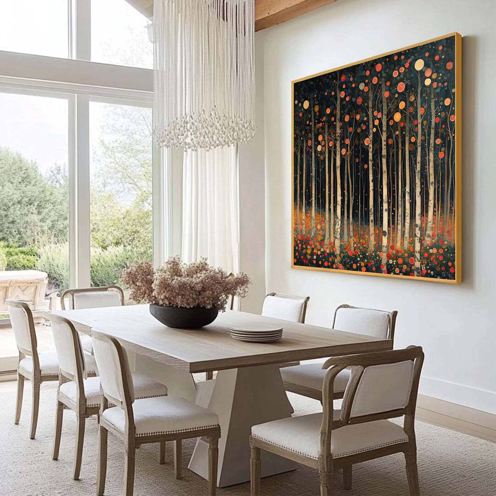 Vintage Forest Canvas Wall Art, Tree Painting, Autumn Pictures Wall Decor