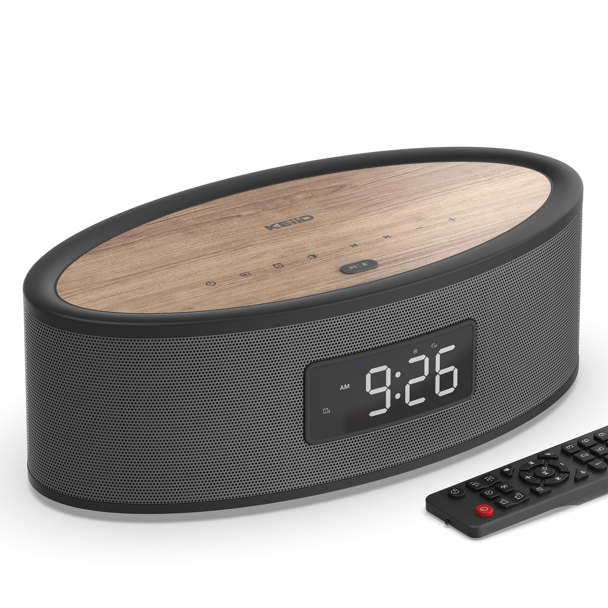 Bluetooth Clock Radio Speaker with Dual Music/Radio Alarms, Aesthetic Design