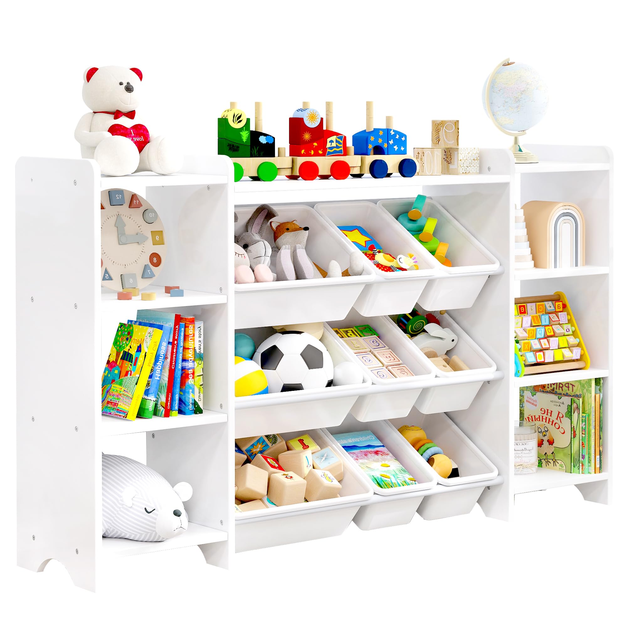 4-Tier Kids' Toy Storage Organizer Shelf - 100% Solid Wood, Children's Organizer