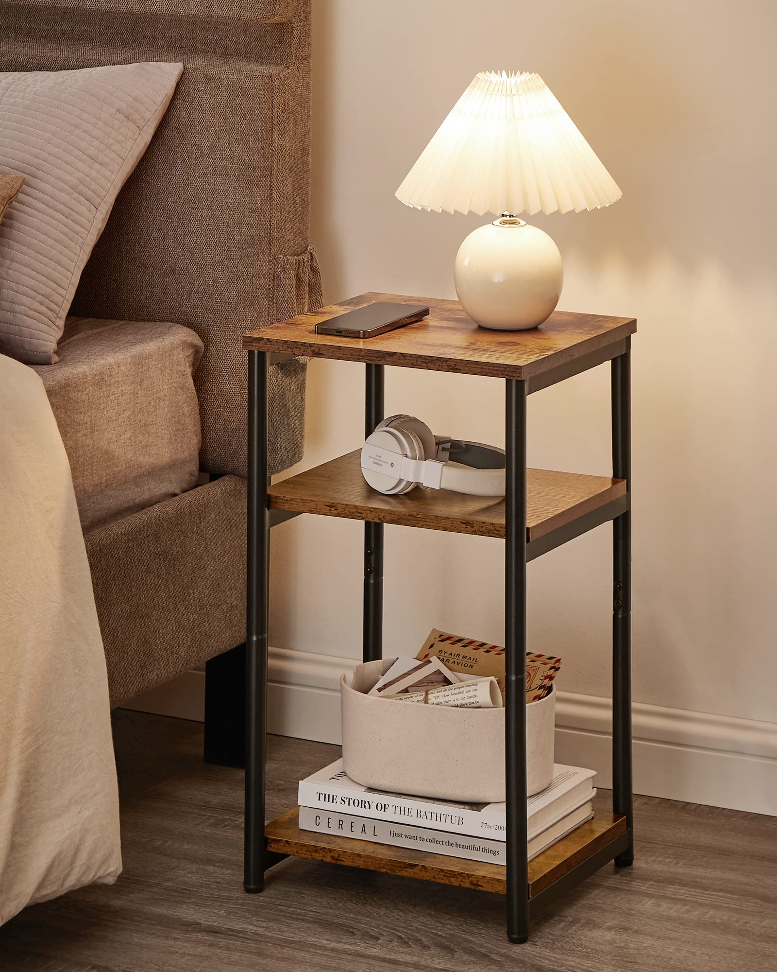 Side Table, Small End Table, Tall Nightstand for Living Room