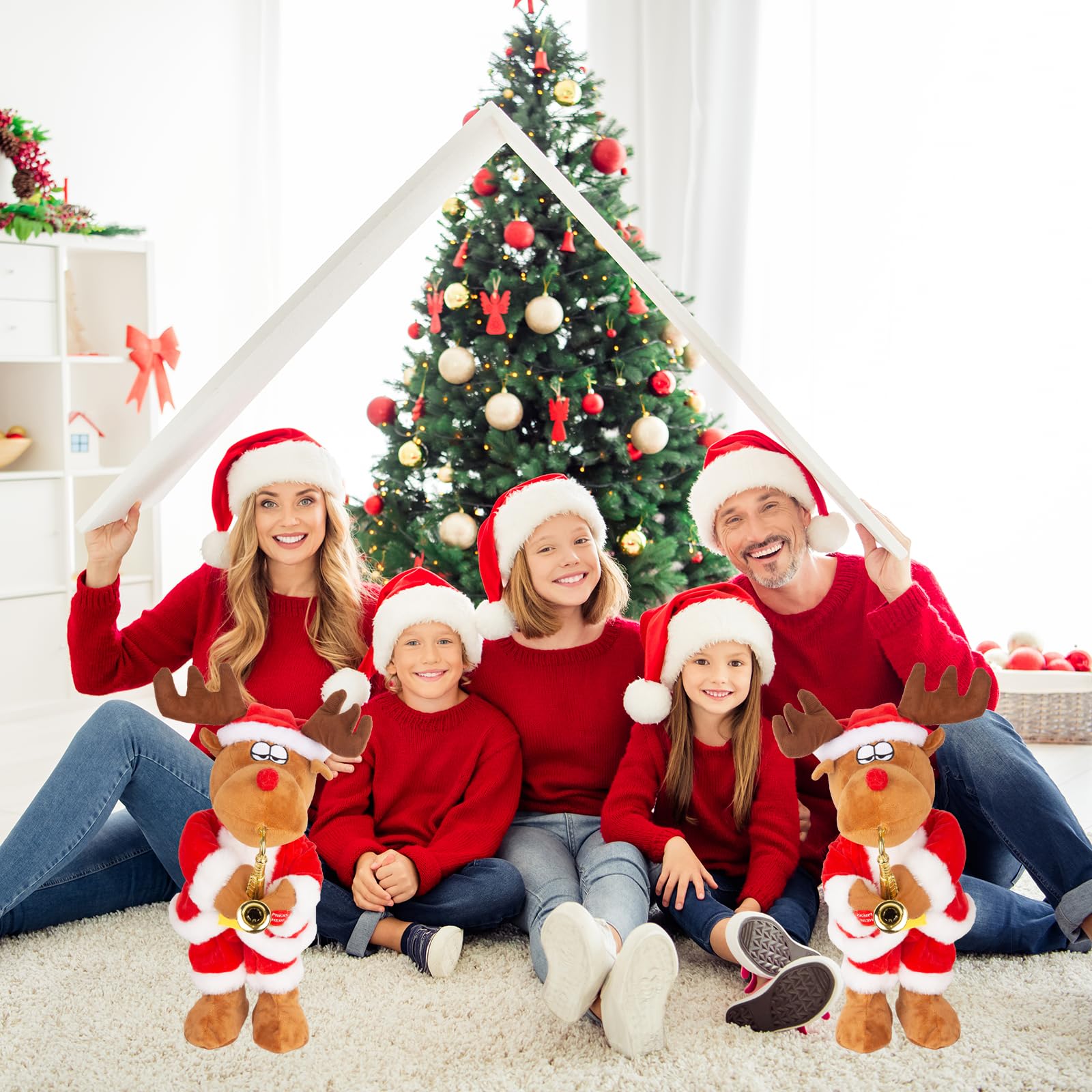 Electric Reindeer Toy with Singing, Dancing, and Saxophone Playing, Christmas