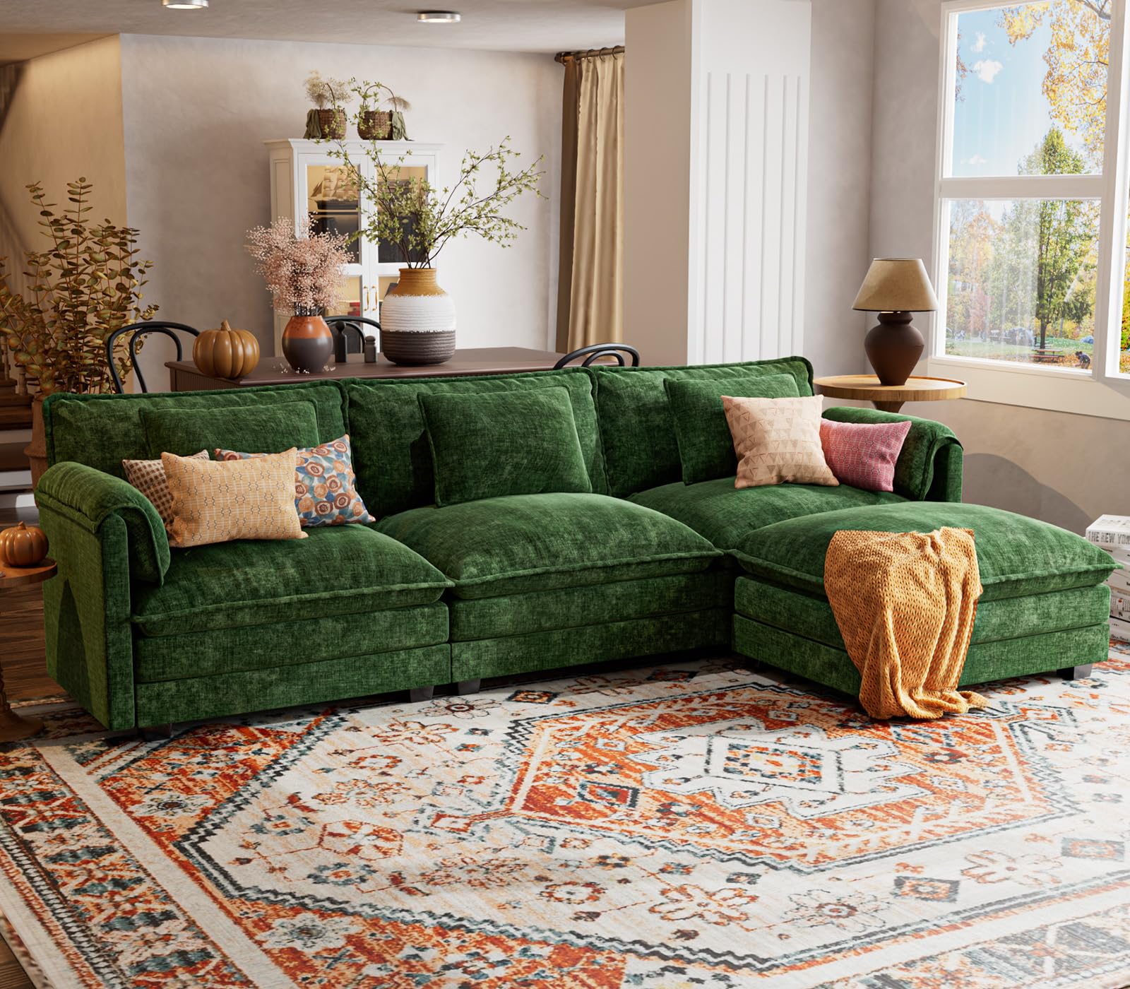 113" Modular Sectional Sofa, Comfy Cloud Couch, L Shaped Deep Seat Sofa