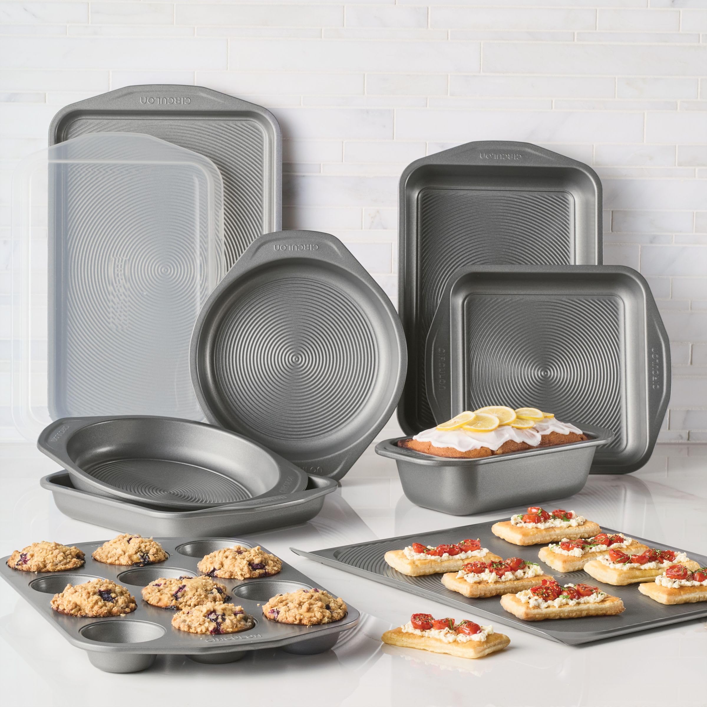 Nonstick Bakeware Set with Nonstick Bread Pan, Cookie Sheet