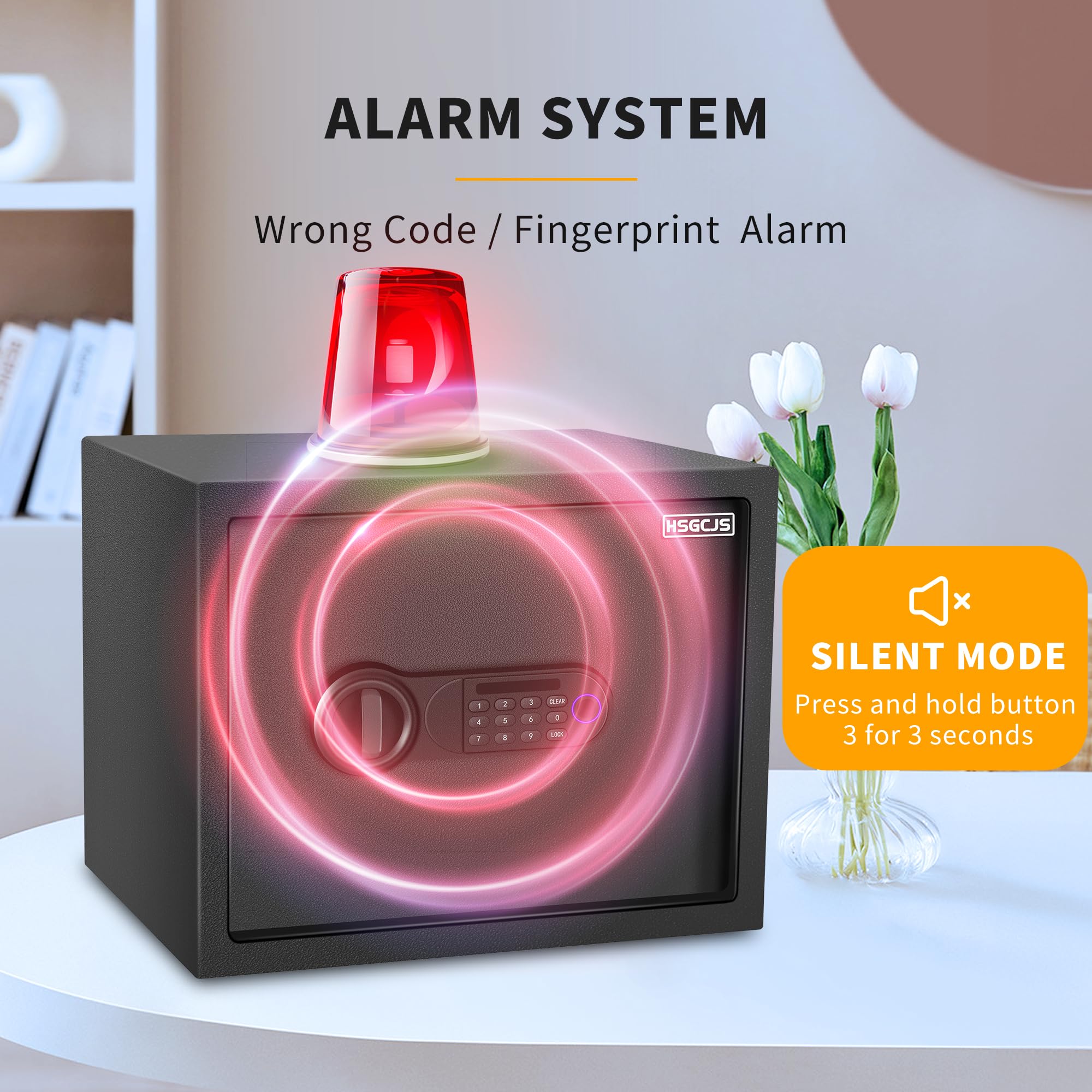 HSGCJS Fingerprint Safe - 1.2 Cubic Feet,Biometric Fingerprint Home Safe Box with Digital Keypad,Security Safe with Induction Light and Leather, Money Box for Jewelry Cash Document Valuables