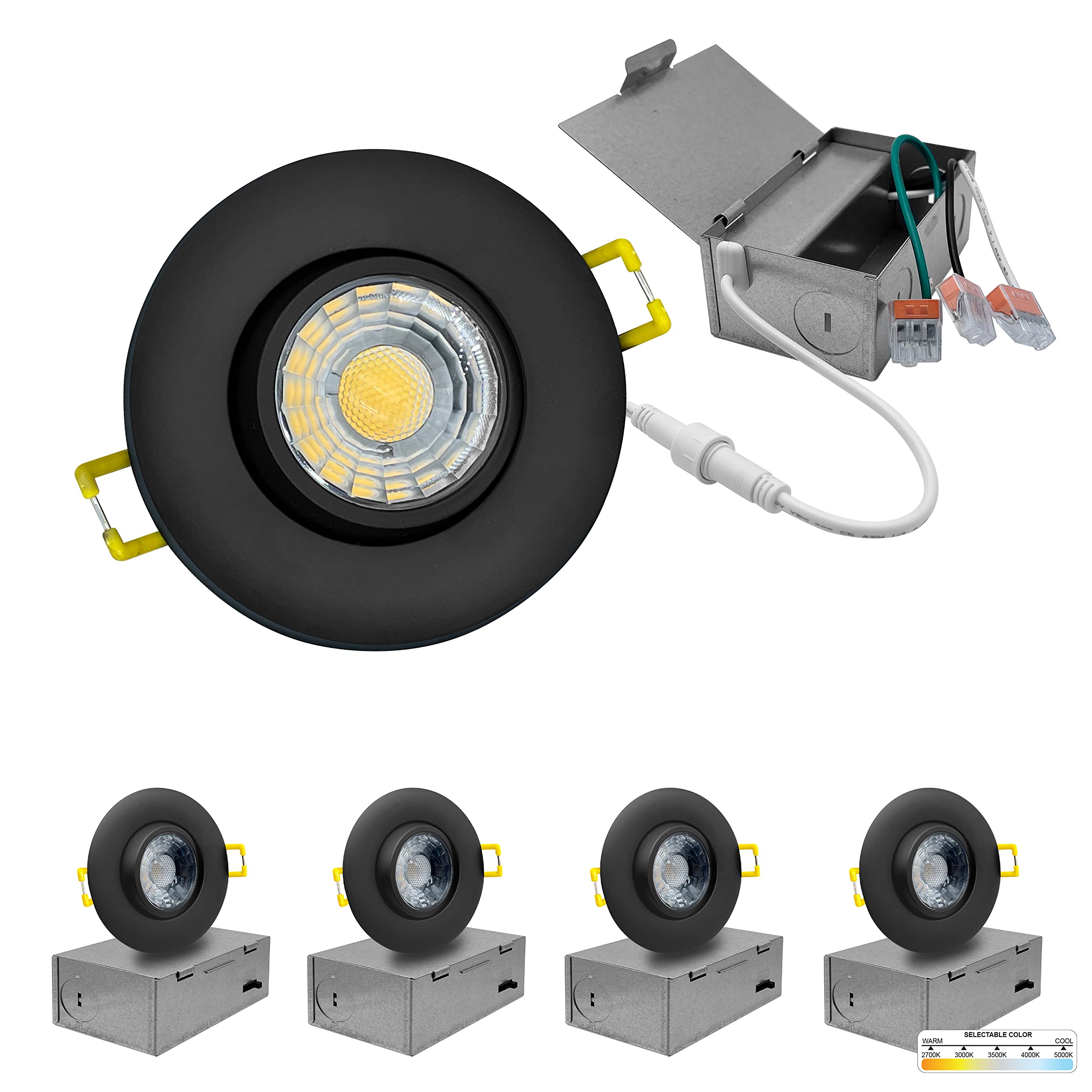 LED Gimbal Recessed Lights, 5CCT 2700K/3000K/3500K/4000K/5000K