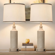 Dimmable Touch Control Table Lamp with USB A+C Ports, Vintage Washed