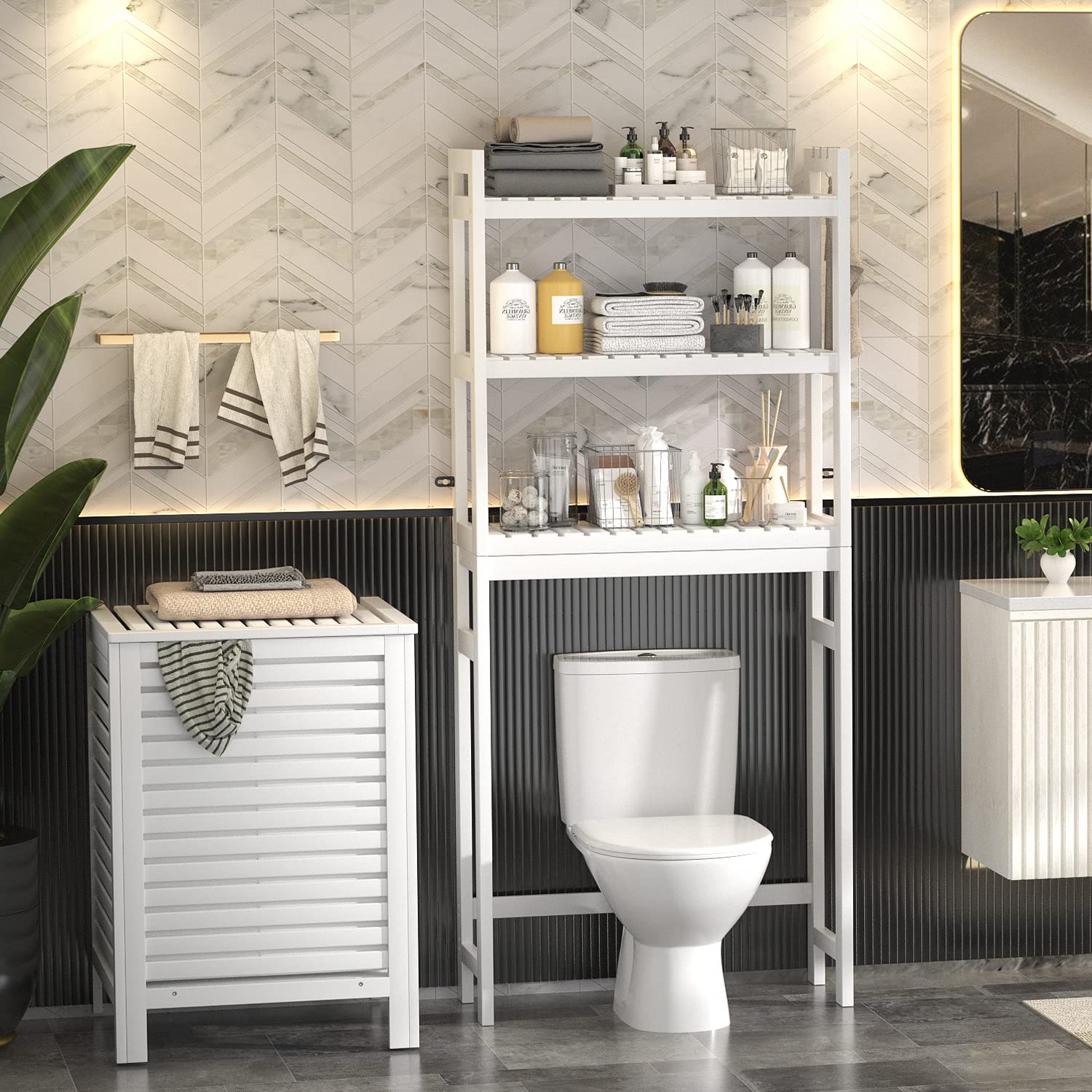 Bamboo Laundry Hamper with Lid, 120L Large Clothes Laundry Sorter