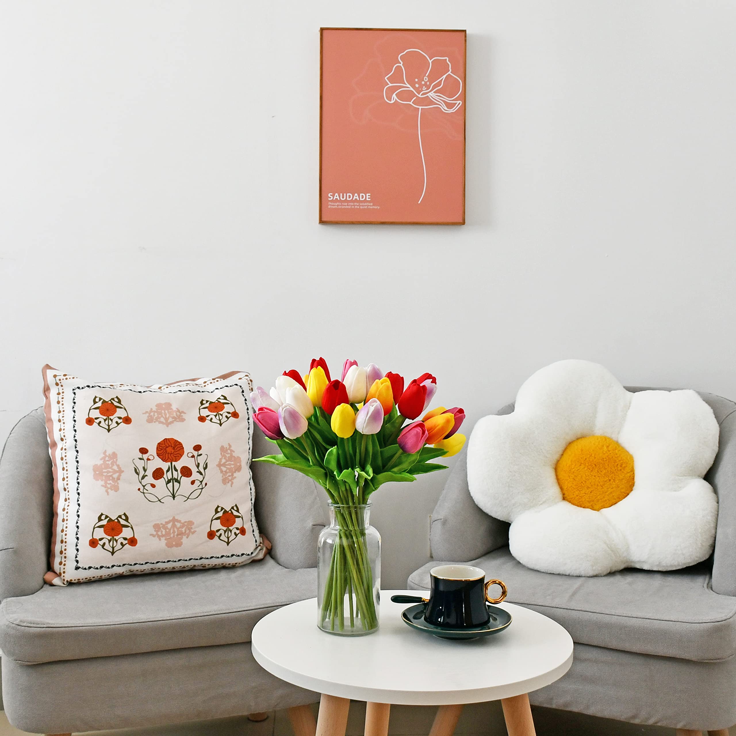 Faux Hydrangea Flowers in Vase, Small Silk Flowers in Vase with Fake Water