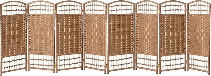 3 ft. Short Fiber Weave Folding Screen - Natural - 8 Panels