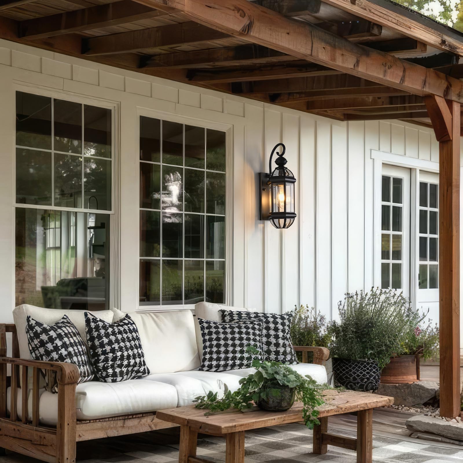 Outdoor Light Fixture 17" Copper Exterior Wall Lights Black Lantern Porch Light