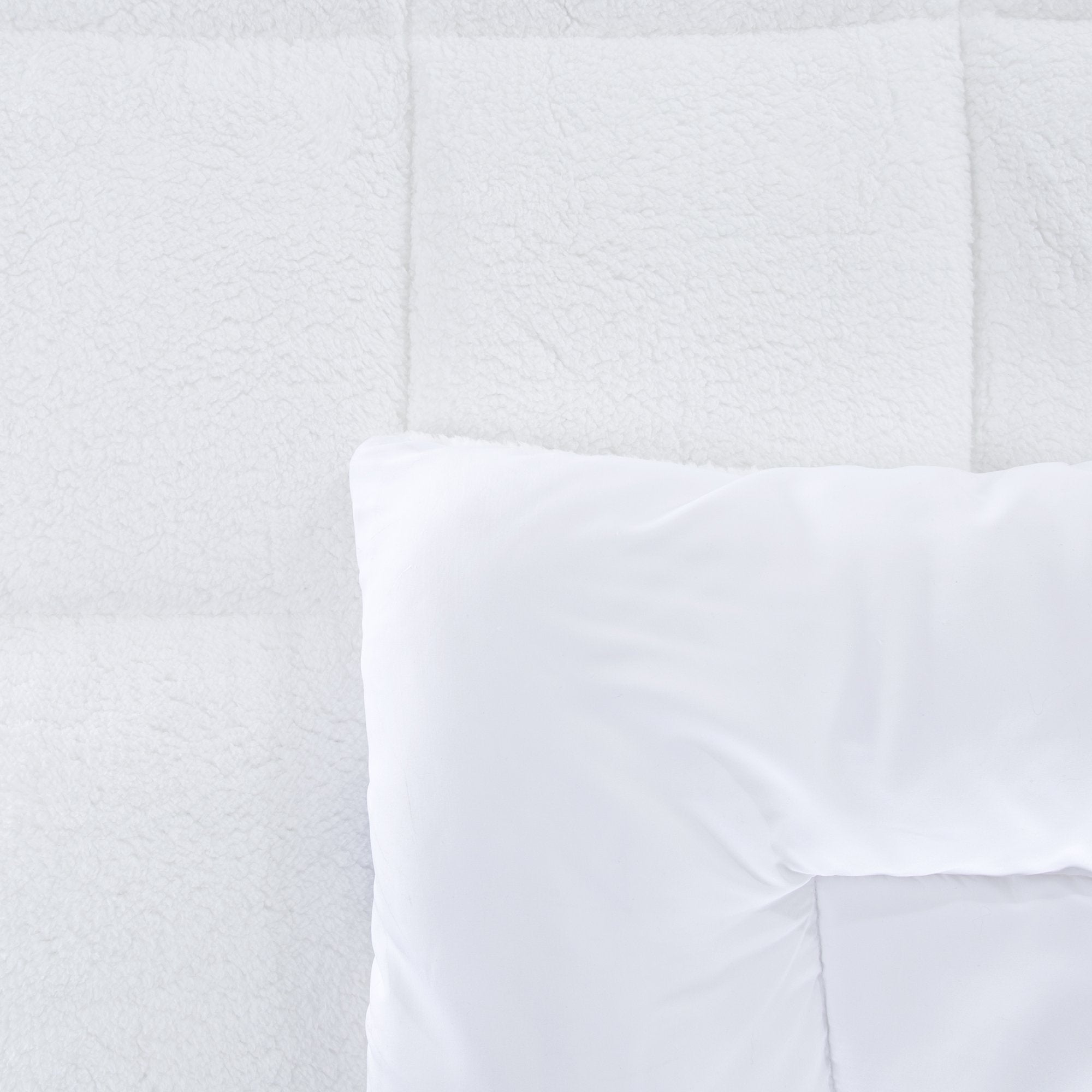 Reversible Oversized Down Alt Comforter with Sherpa-Full/Queen, White