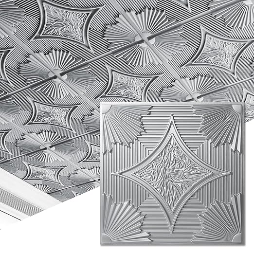 Ceiling Tiles 24x24 in Bronze (12-Pack, 48 Sq.ft), 3D Wainscoting Panels Glue Up 2x2