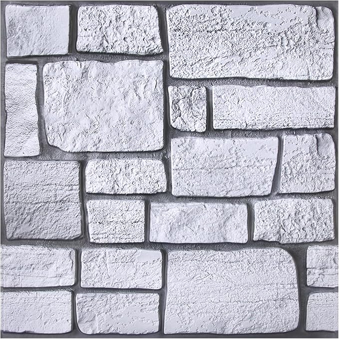 3D Faux Stone Wall Panel, Peel and Stick Wall Tiles,10 Pcs of 12"X12" Ultra-Light Thin