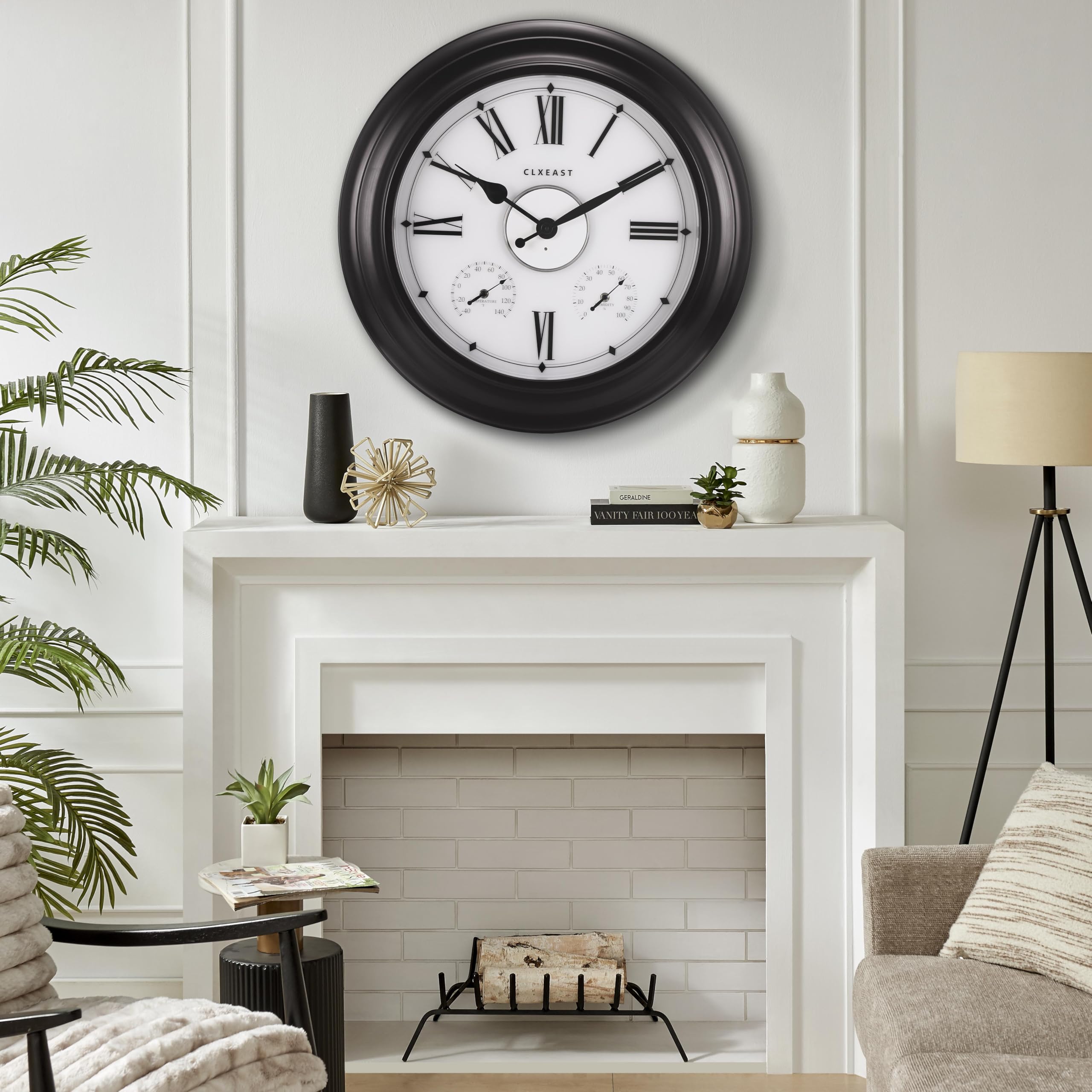 Illuminated Outdoor Indoor Metal Clocks Waterproof 24 inch, Oil Rubbed Bronze Black