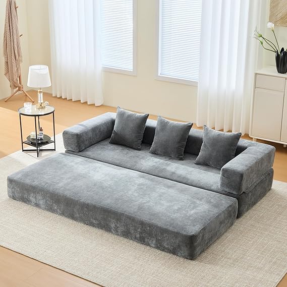 Convertible Floor Sofa Bed with Storage Pocket