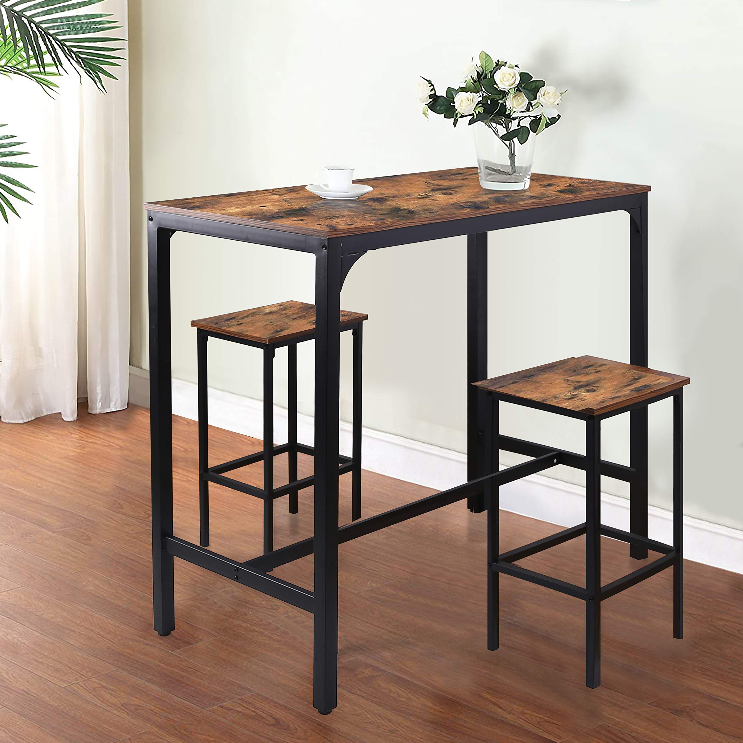 47'' Industrial Bar Height Table, High Pub Table with Adjustable Legs and Sturdy Metal Frame
