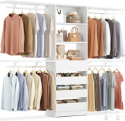 8FT Wood Closet Organizer With 4 Drawers, 96'' Built-In System Tower With Shelves