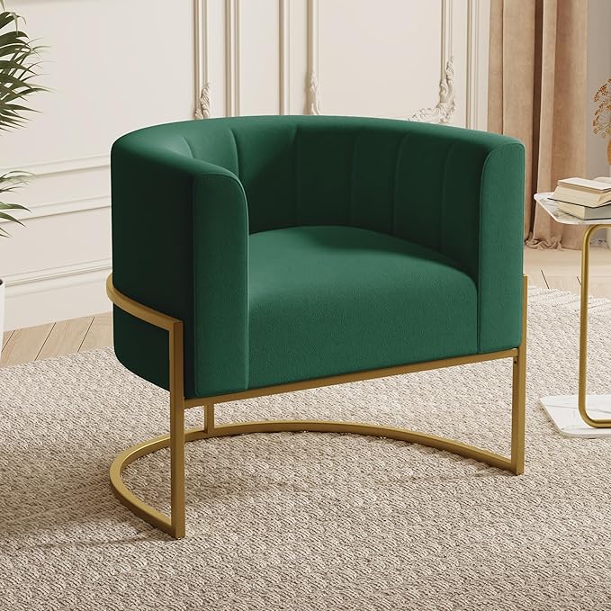 Velvet Accent Chair Navy Modern Comfy Upholstered Barrel Chair Padded Seat