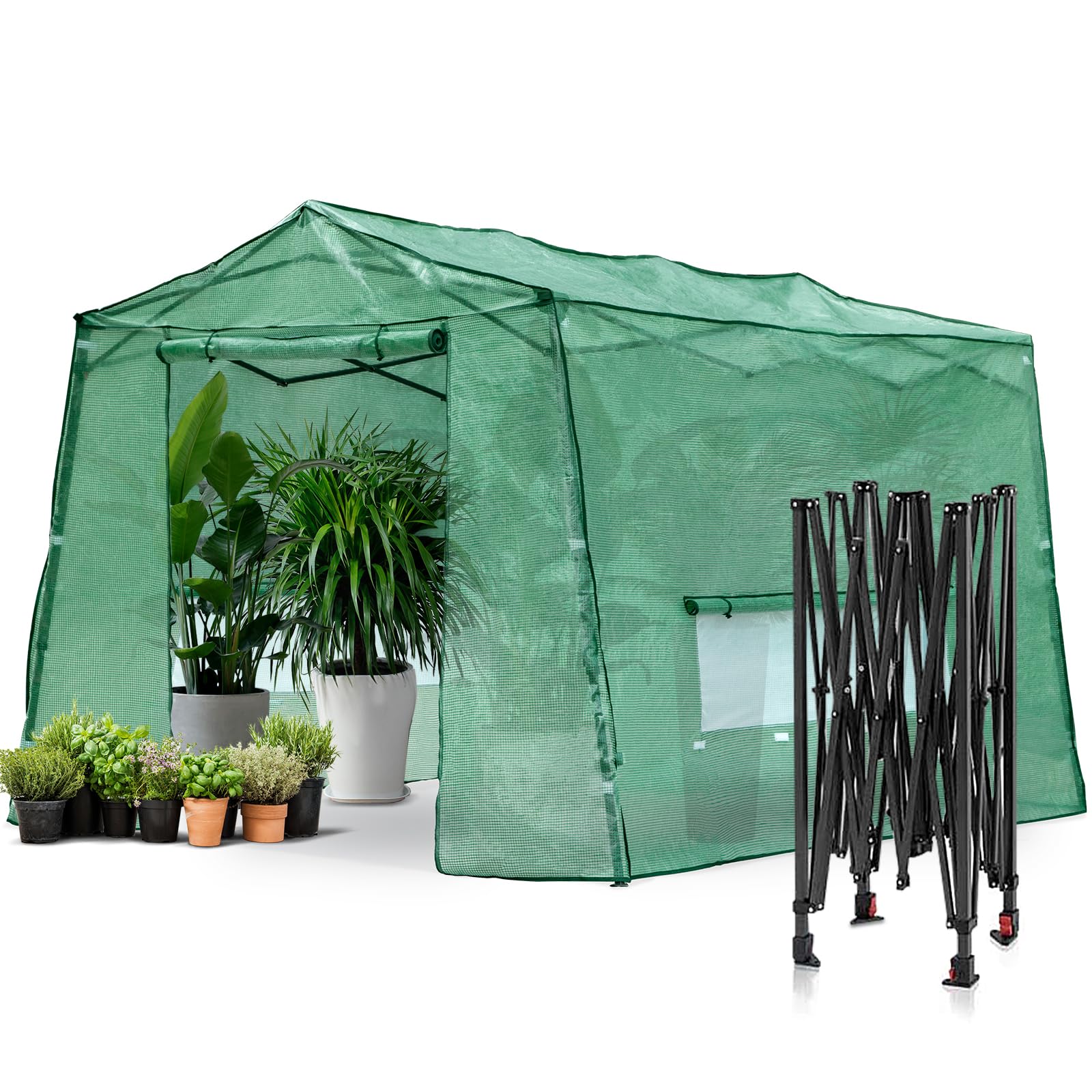 Walk-in Greenhouse 8.5 Ft x 7 Ft Pop-up Outdoor Green House Plant Gardening Canopy