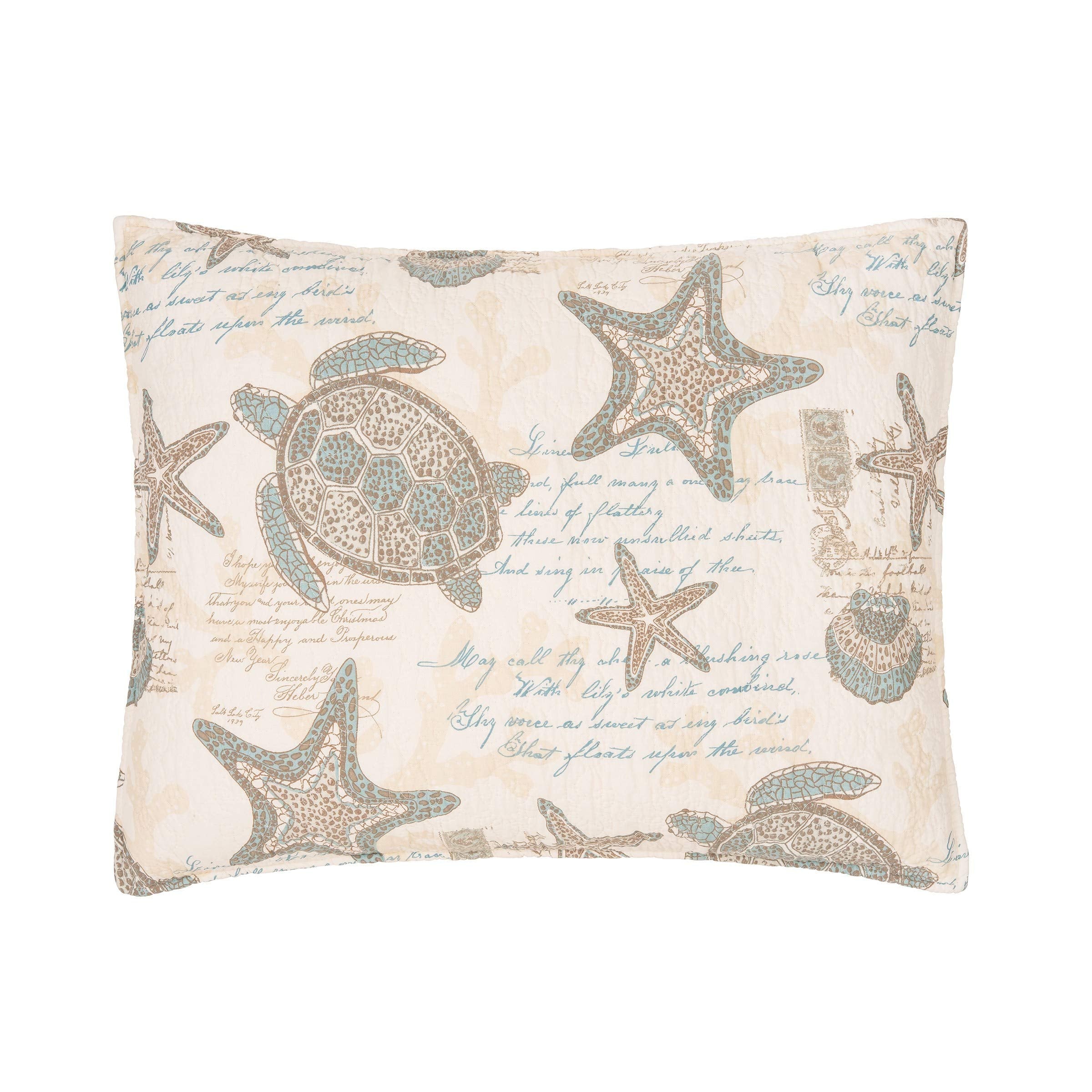 Amber Sands King 3 Piece Quilt Set Summer Beach Ocean Coastal Starfish Seaturtle