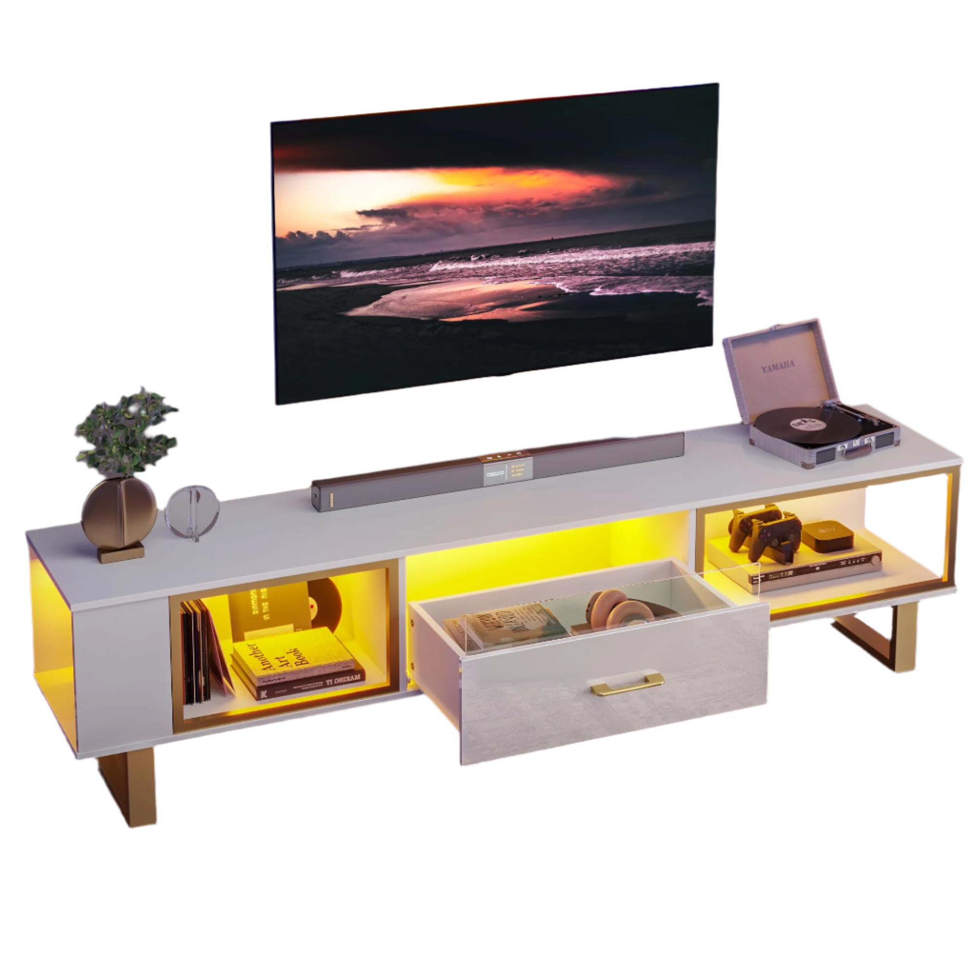 TV Stand with LED Light for TVs up to 80 Inch,living room