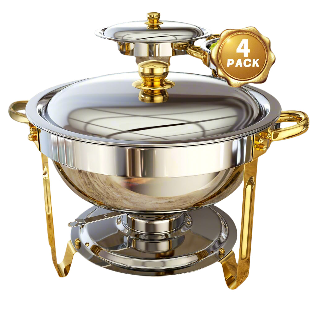 Chafing Dishes for Buffet 4 Pack, 5QT Round Chafing Dish Buffet Set