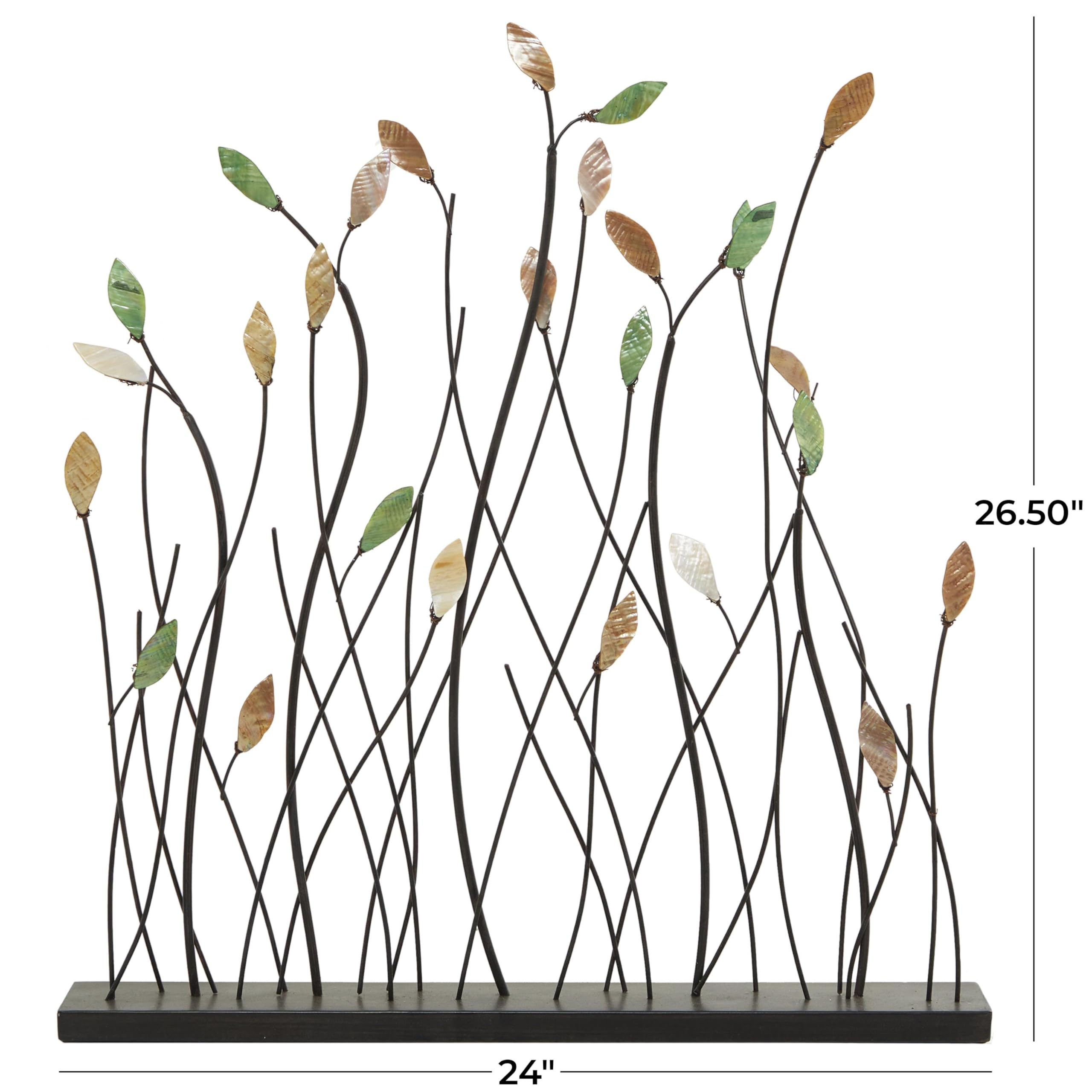 Metal Leaf Decorative Sculpture Home Decor Statue with Black Base