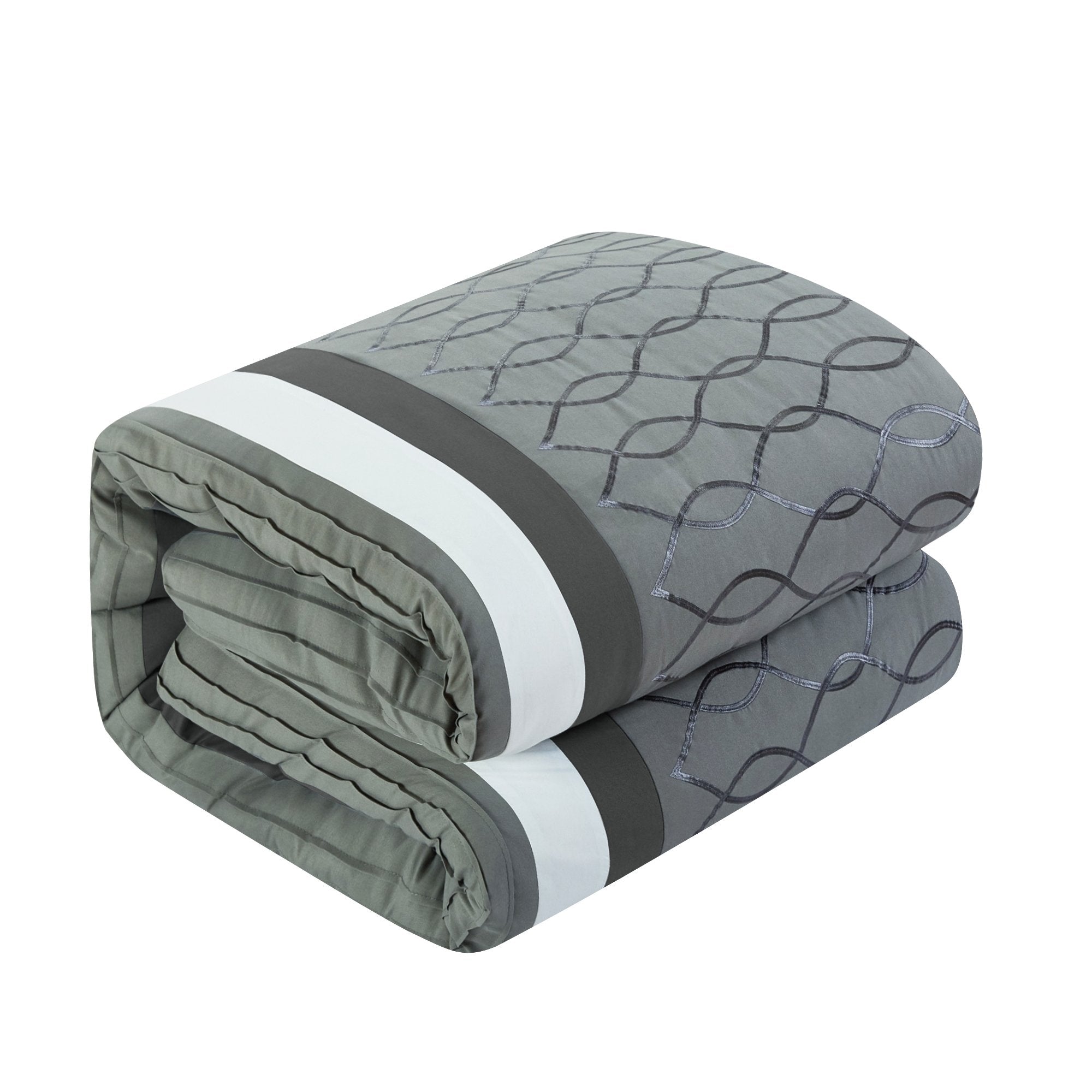 CS2885-AN Dinah 24 Piece Bed in A Bag Comforter Set, Grey, Queen