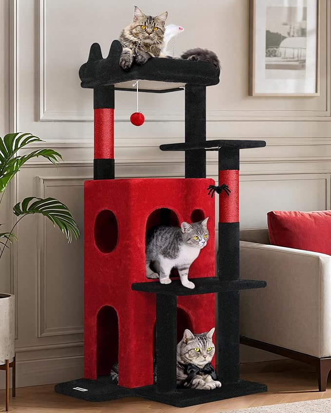 Cat Tree Tower for Indoor Cats, 50-inch Adult Cat Tree House for Large Adult Cats