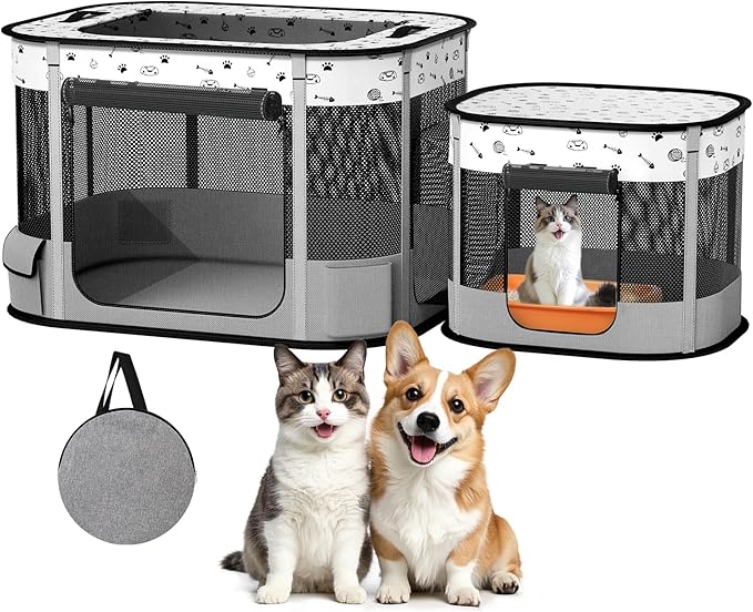 Portable Cat Playpen, Foldable Pet Dog Playpen, for Kitten Puppy Play Pen Indoor/Outdoor
