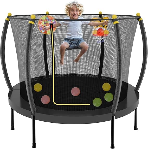 60" Indoor Trampoline for Kids, Kids Mini Trampoline with Safety Enclosure Net