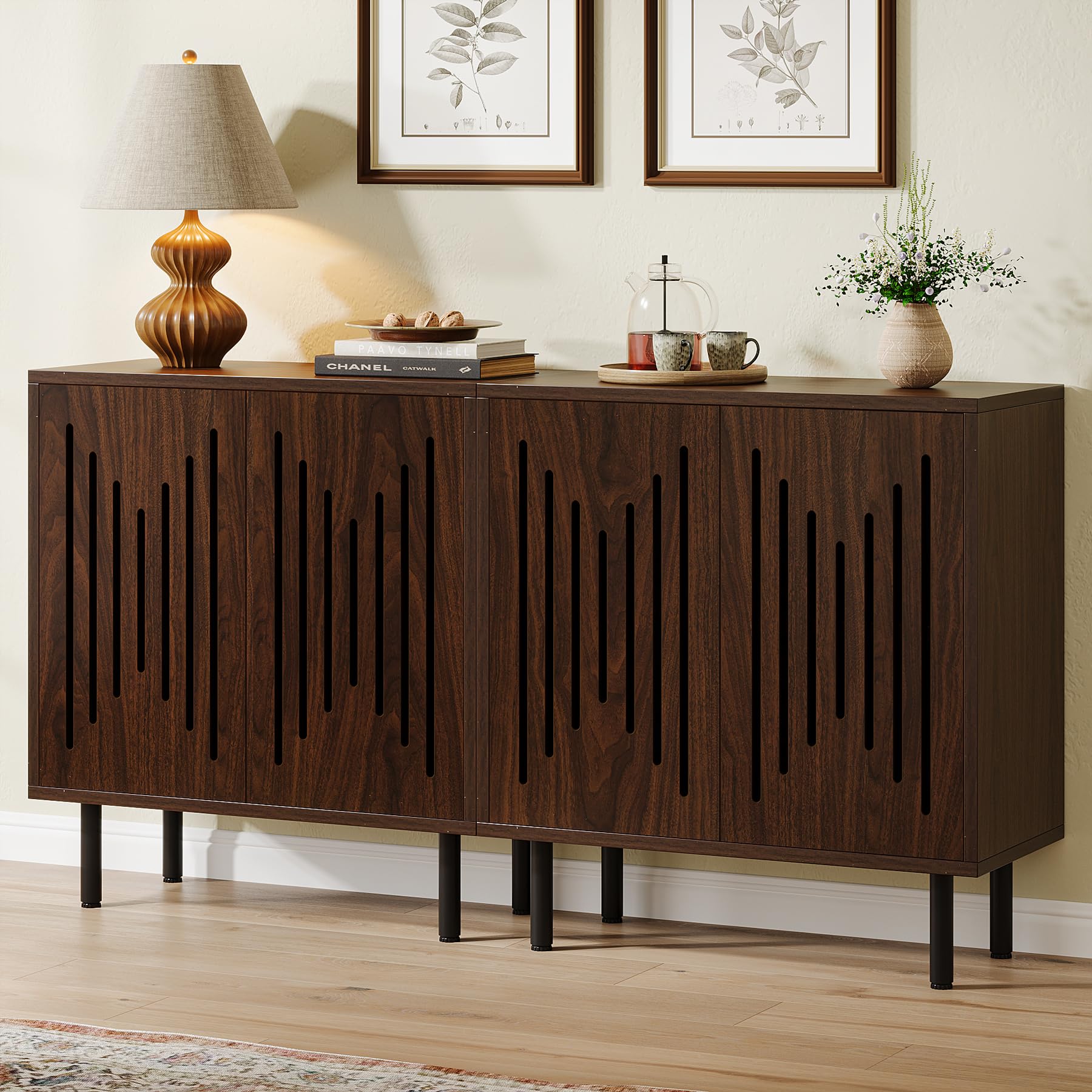 Set of 2 Sideboard Buffet with Storage, 59" Buffet Sideboard Cabinet