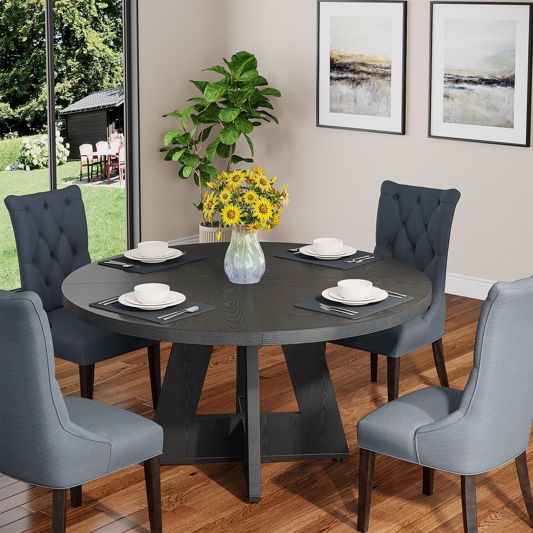 Round Dining Table Wood Kitchen Table for Dining Room