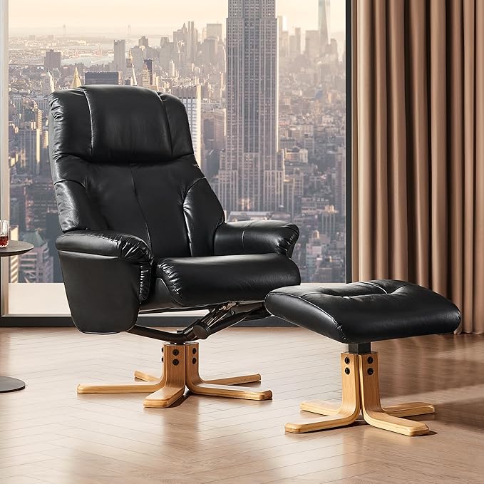 Recliner Chair with Ottoman, 360° Swivel Reclining for Living Room Bedroom