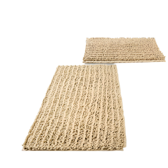 Luxury Chenille White Bathroom Rugs Sets 2 Piece