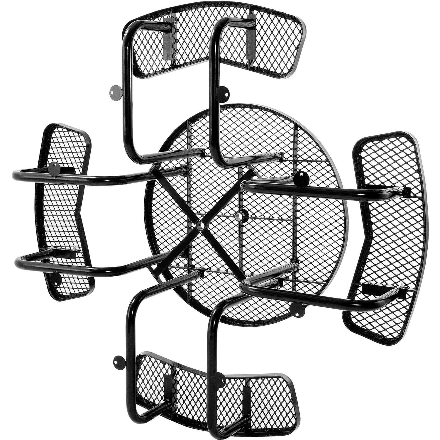46" Round Picnic Table, Expanded Metal, Black Thermoplastic Coating
