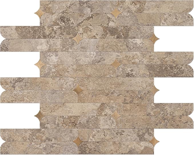 Petal Peel and Stick Backsplash, 10-Sheet Peel and Stick Wall Tiles PVC Mixed Metal